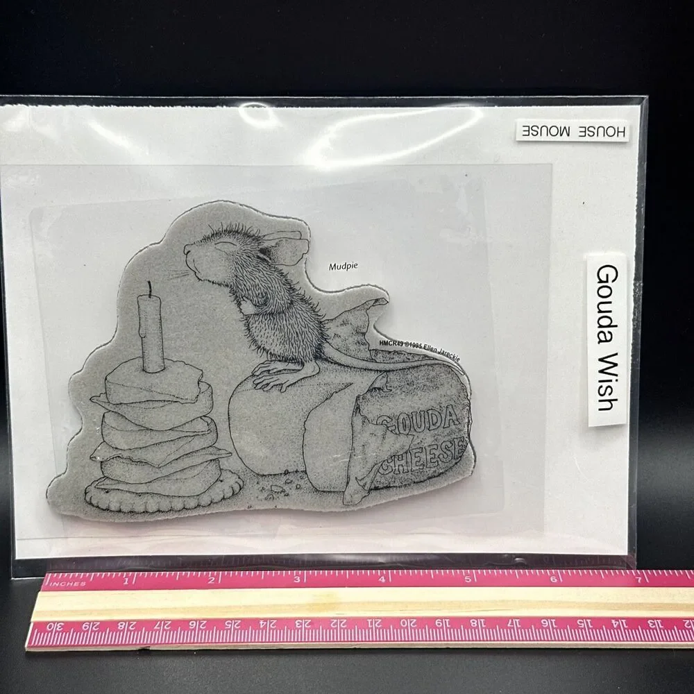 House Mouse Stamp GOUDA WISH Cheese Mudpie Mice Birthday Rubber  hard to find